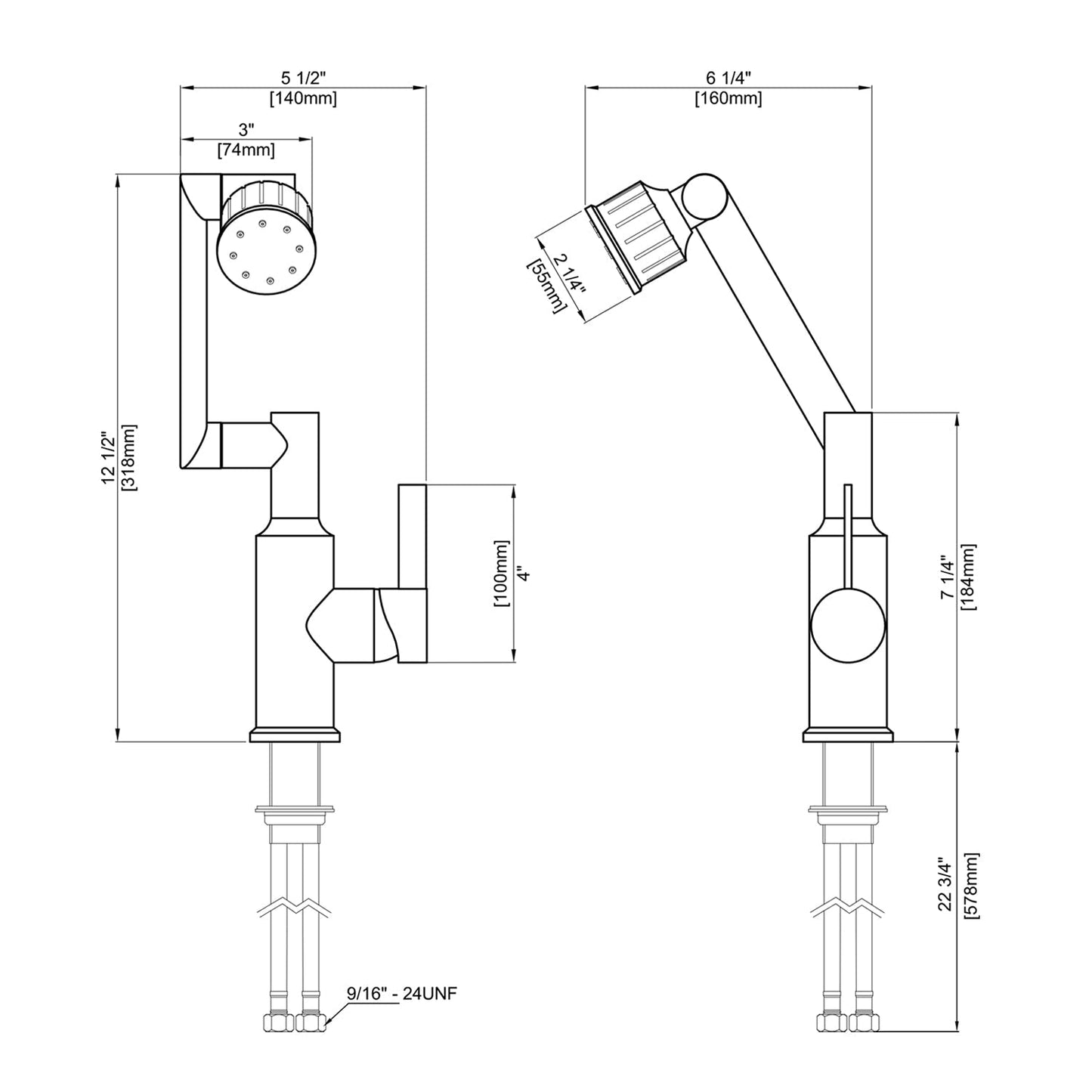 Copper Rotatable Faucet with 5 Water Outlet Modes-KF2205