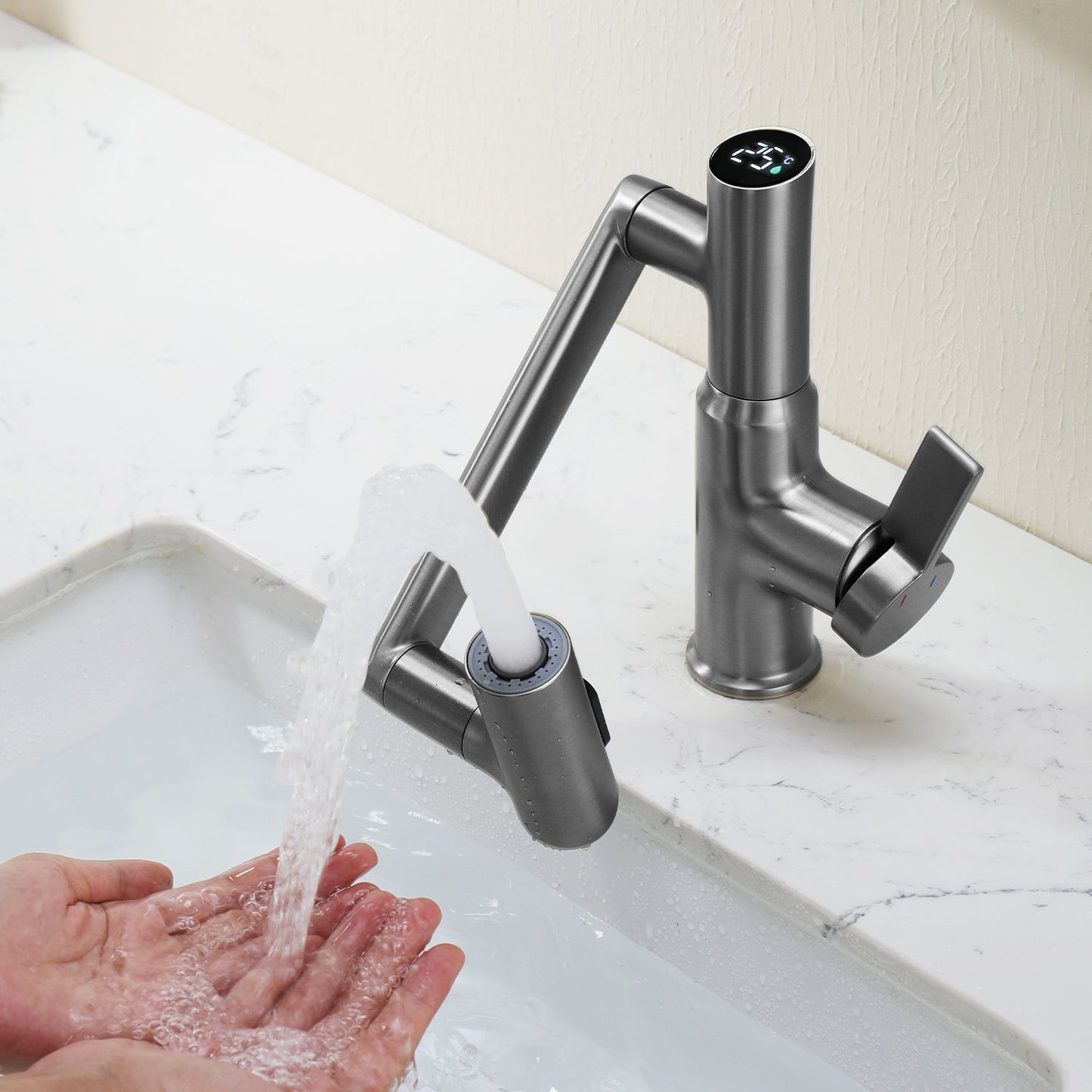 Single-Hole Rotatable Faucet with Temperature Display-BF2204