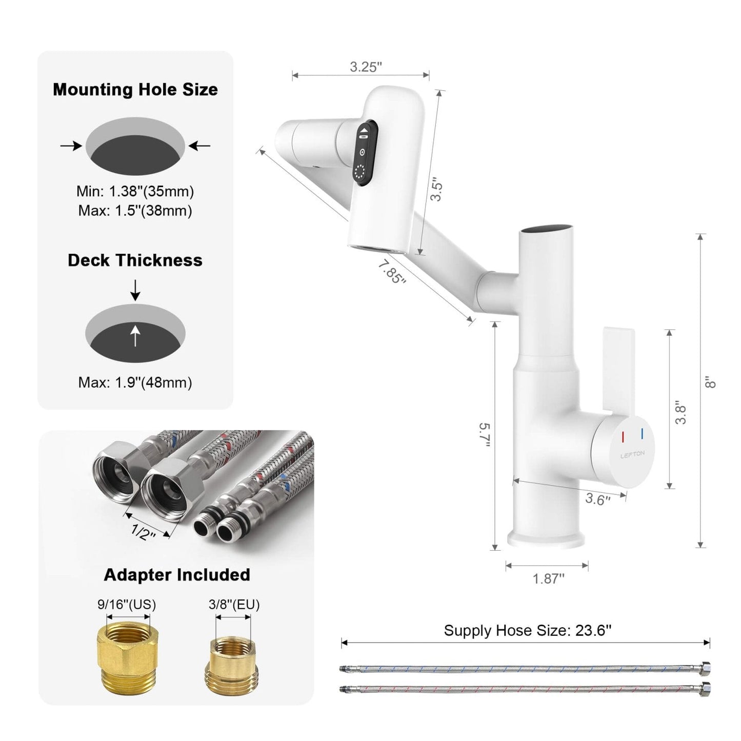 Single-Hole Rotatable Faucet with Temperature Display-BF2204