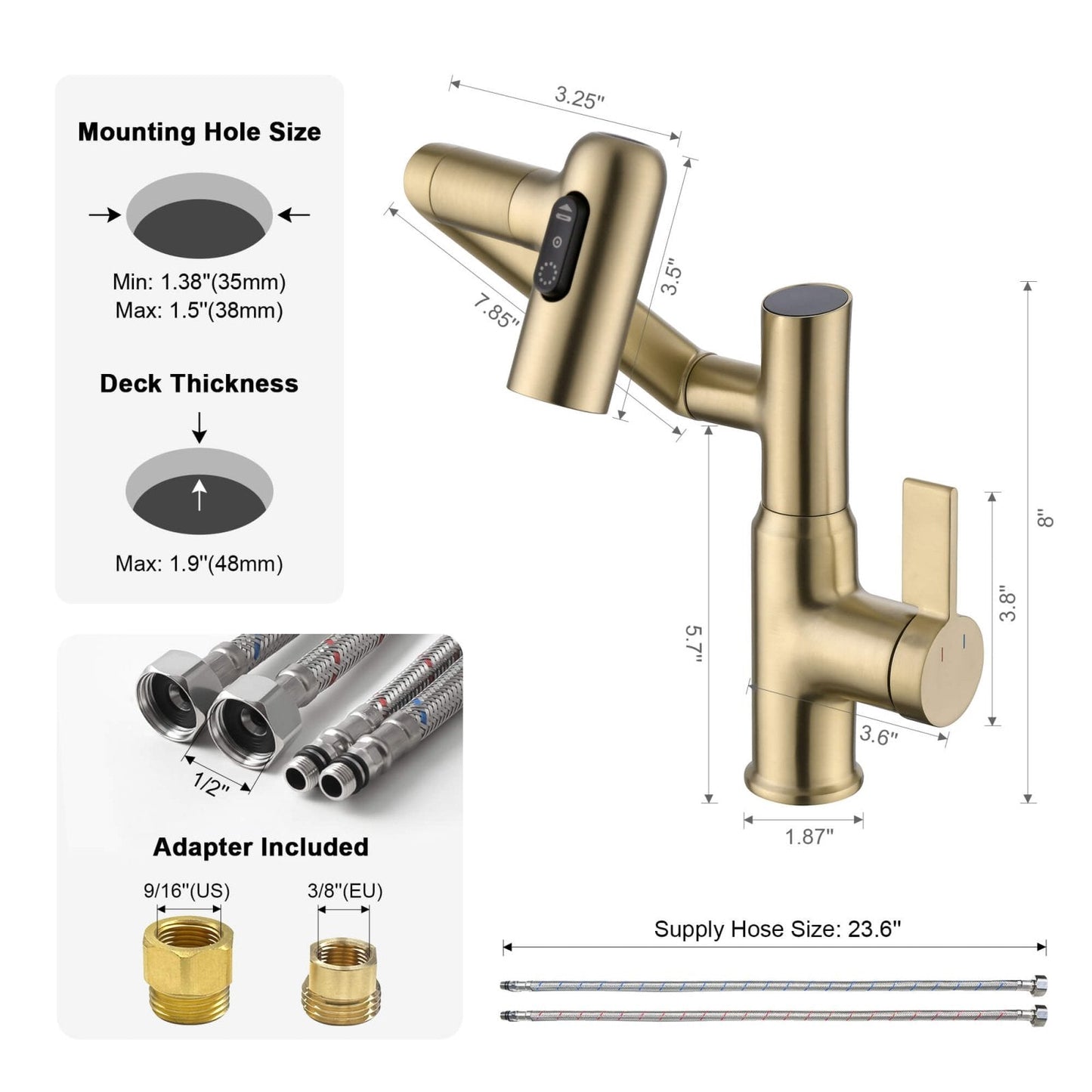 Single-Hole Rotatable Faucet with Temperature Display-BF2204